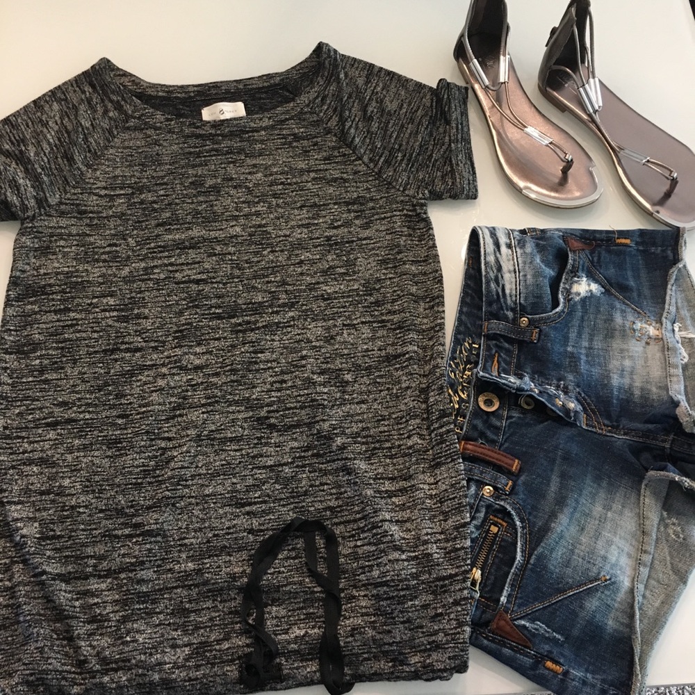 Lou & gray black grey striped xs short sleeve top